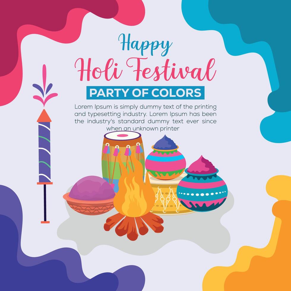 Lycklig holi färgrik baner mall indisk hinduism festival firande, social media affisch design och horisontell baner mall för holi festival firande vektor