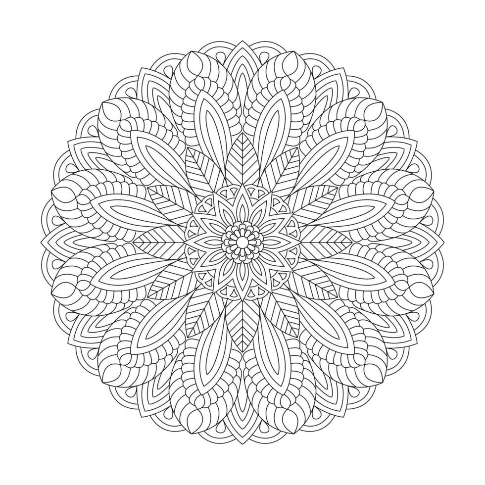 einfach ethnisch Zier Blumen- Kunst Mandala Färbung Buch Seite vektor