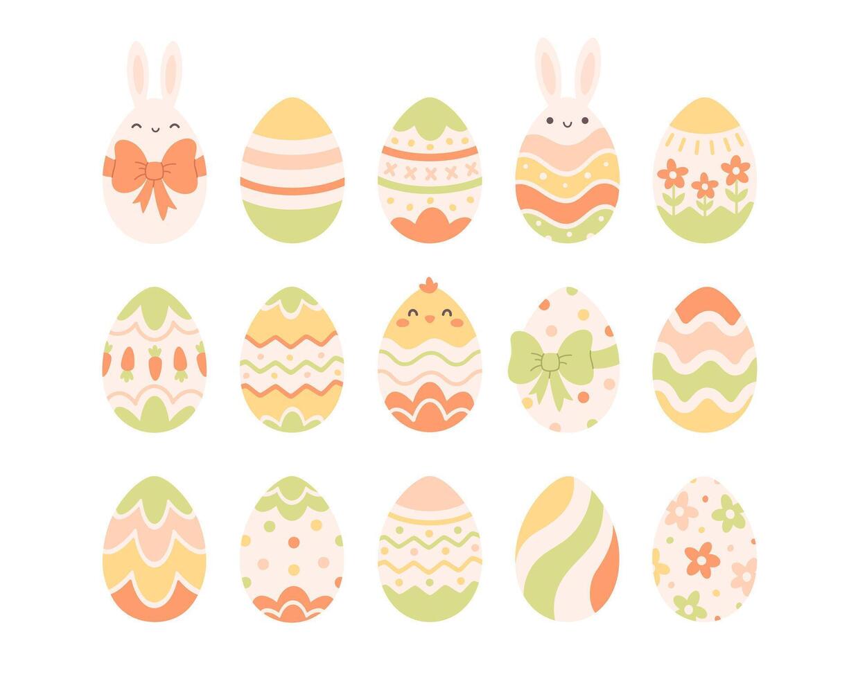 Ostern Eier Sammlung. gemalt Eier. glücklich Ostern. vektor