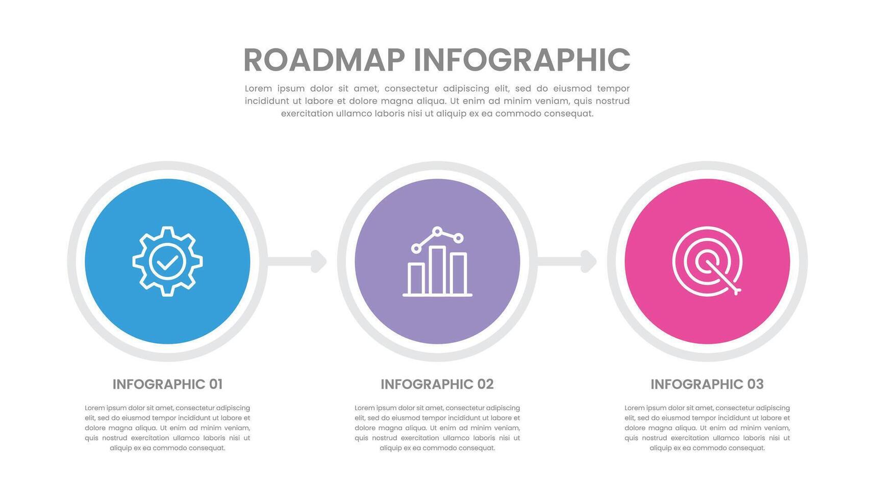 Geschäft Roadmap Zeitleiste Infografik mit 3 Schritte und Symbole vektor
