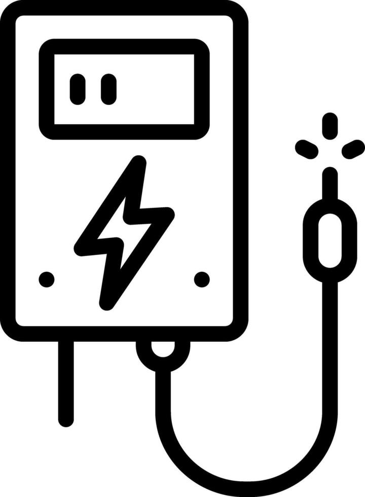 Vektor schwarz Linie Symbol zum Watt Batterie