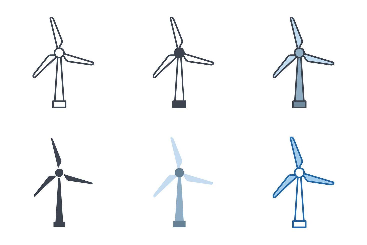 Wind Turbine Symbole mit anders Stile. Wind Leistung Symbol Vektor Illustration isoliert auf Weiß Hintergrund