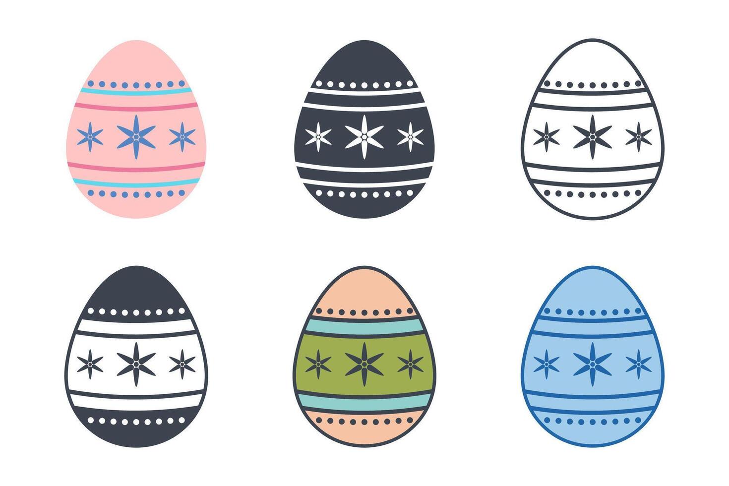 påsk dag festival. påsk ägg ikoner på vit bakgrund. vektor illustration