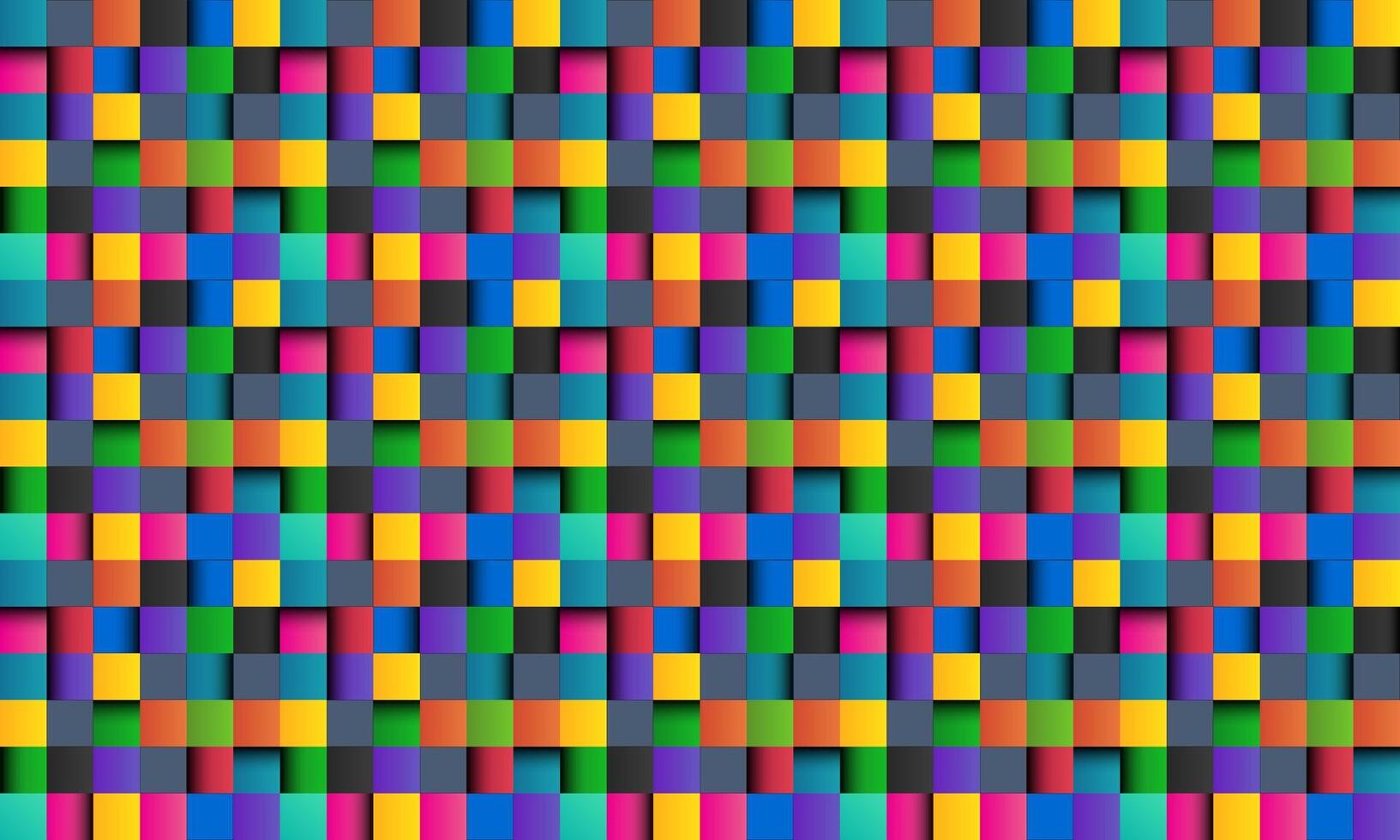färgrik fyrkant abstrakt bakgrund med svart rader, färgad fyrkant med skuggor, pixel mosaik, vektor illustration