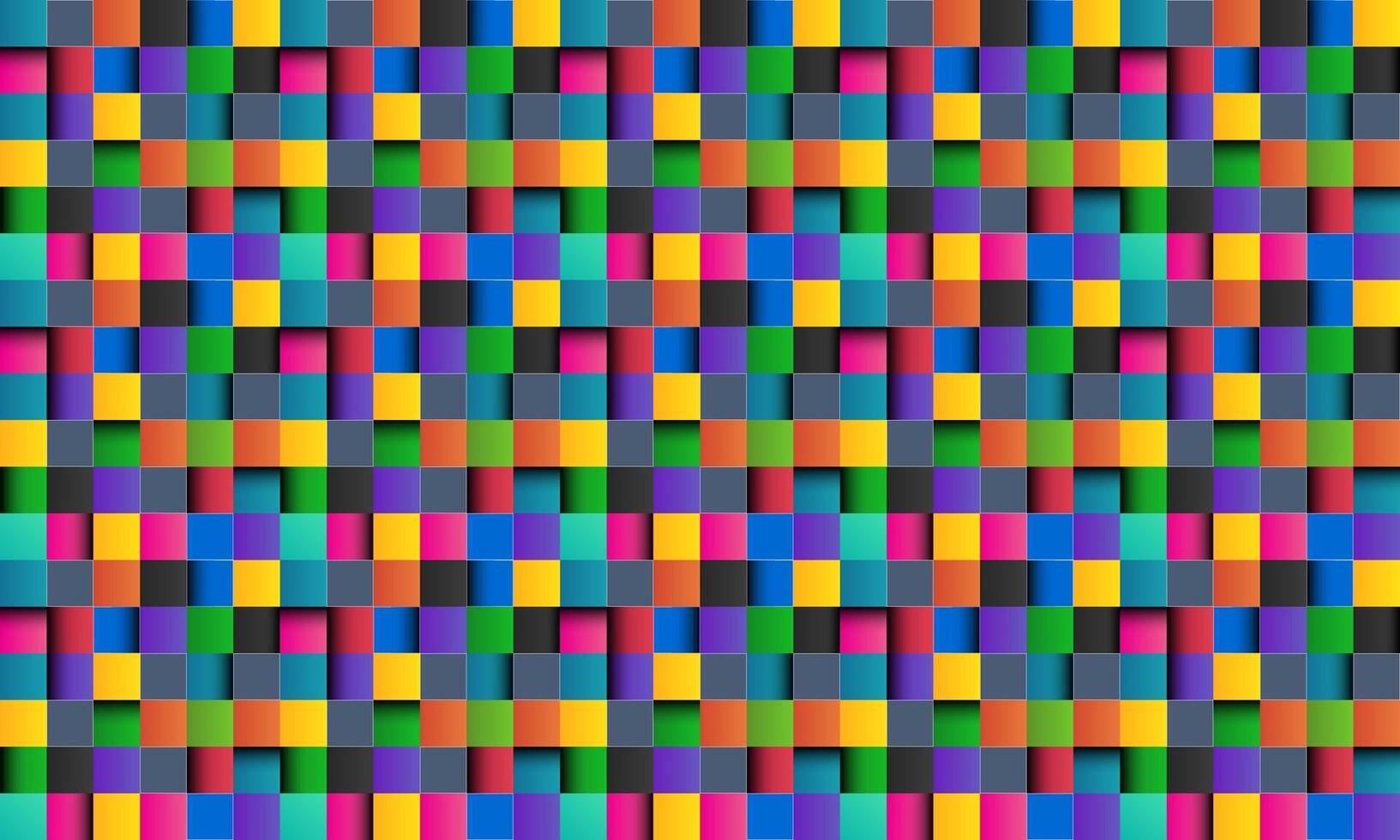 färgrik fyrkant abstrakt bakgrund med vit rader, färgad fyrkant med skuggor, pixel mosaik, vektor illustration
