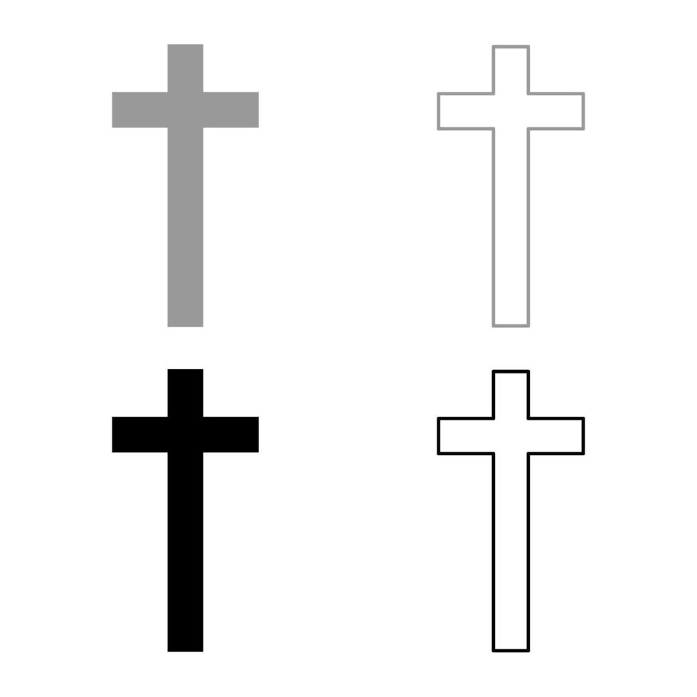 Kreuz einstellen Symbol grau schwarz Farbe Vektor Illustration Bild solide füllen Gliederung Kontur Linie dünn eben Stil
