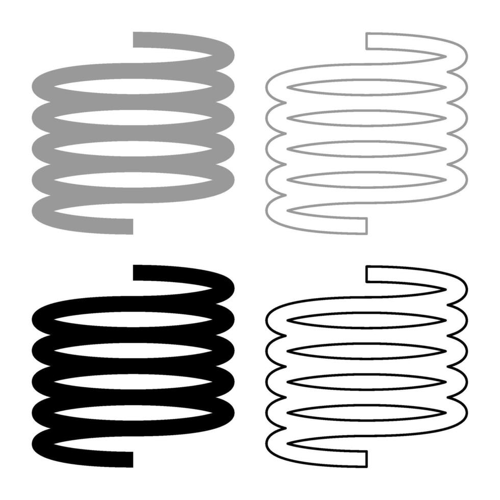 Metall Frühling flexibel einstellen Symbol grau schwarz Farbe Vektor Illustration Bild solide füllen Gliederung Kontur Linie dünn eben Stil