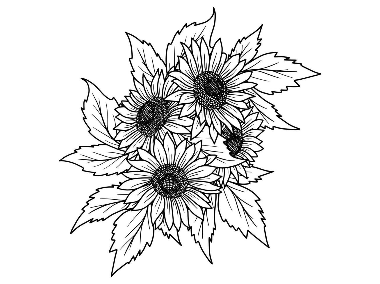 bukett blomma linje konst illustration vektor