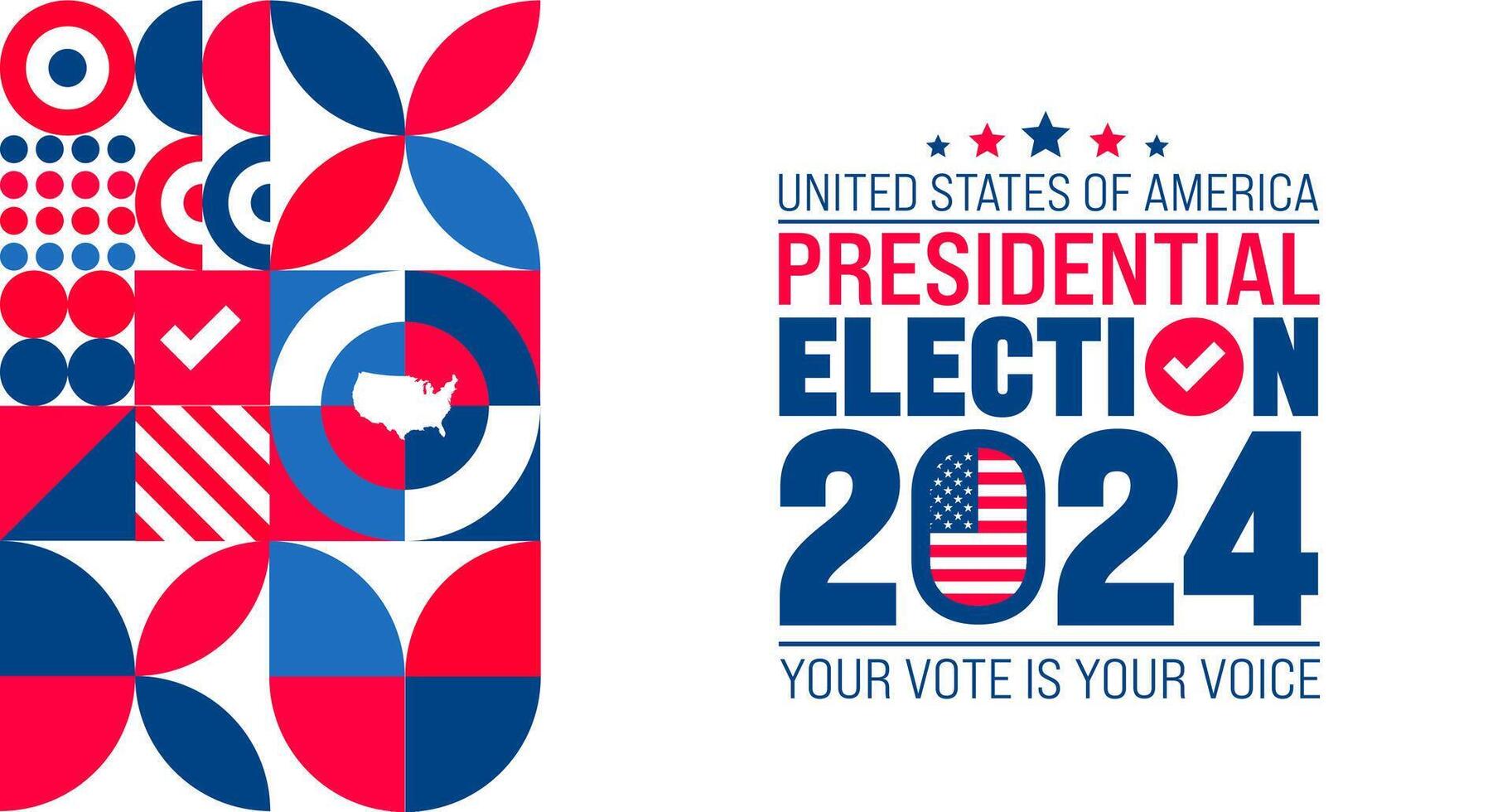 USA val 2024 bakgrund design mall. USA flagga 2024 president- val baner design. oss president- val röstning affisch. november 5 rösta dag baner. vektor illustration.