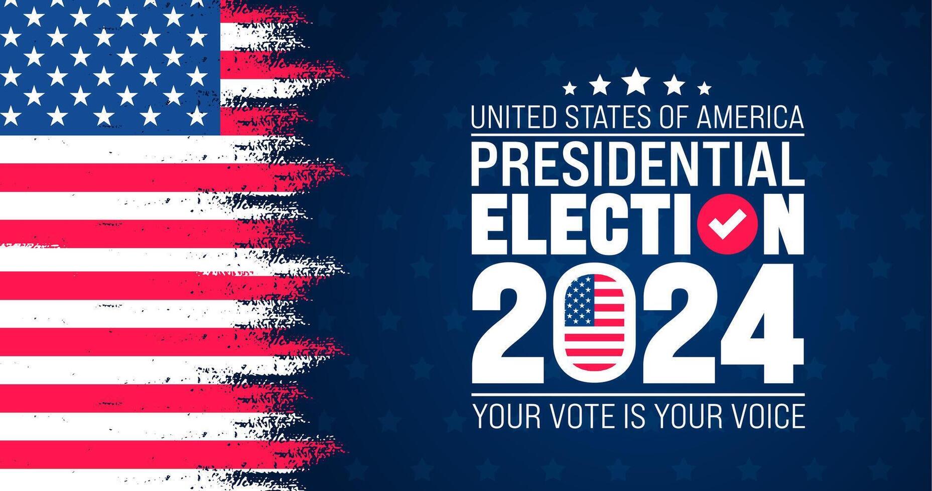 USA val 2024 bakgrund design mall. USA flagga 2024 president- val baner design. oss president- val röstning affisch. november 5 rösta dag baner. vektor illustration.