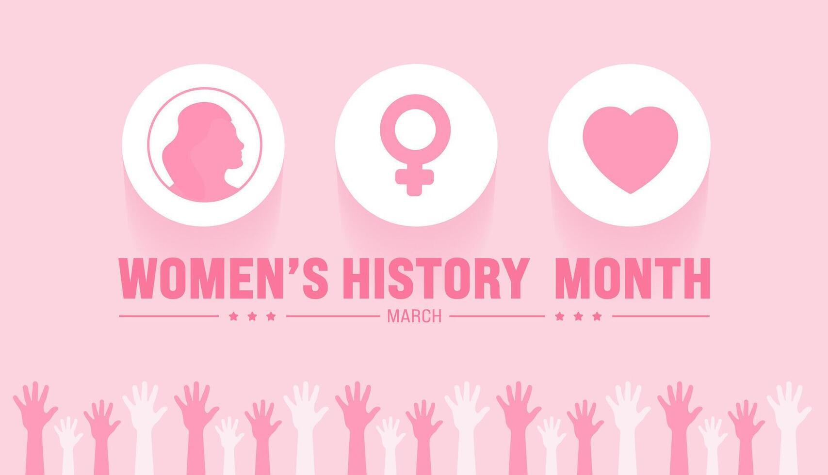 März ist Damen Geschichte Monat Hintergrund Vorlage mit Frauen Vektor Design Vorlage. verwenden zu Hintergrund, Banner, Plakat, Karte, und Poster Design Vorlage. Vektor Illustration.