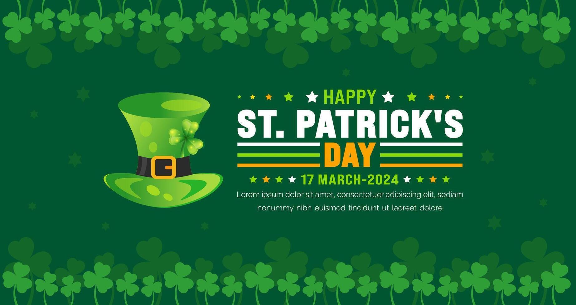 17 Mars är Lycklig st. Patricks dag bakgrund med grön löv bakgrund mall. st patrick dag eller helgon patrick dag baner. använda sig av till bakgrund, plakat, kort, och affisch design mall. vektor