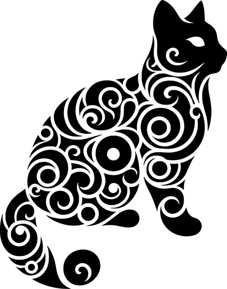 einfach detailliert Katze Design mit ein einzigartig Kombination von Batik Motive vektor