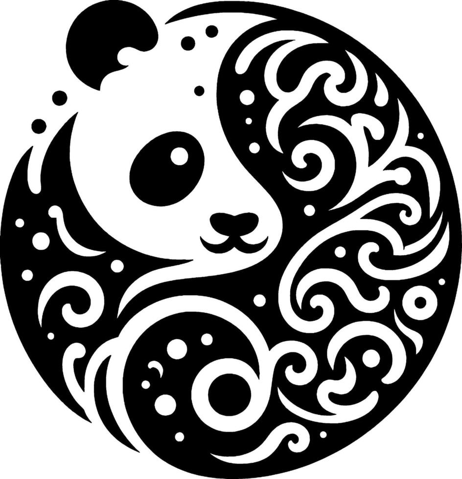 design med böjd linje konst och panda kombination vektor