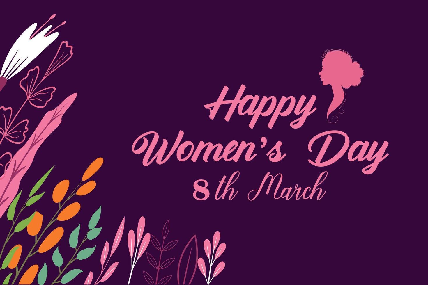 8 Mars, kvinnors dag hälsning kort och Lycklig kvinnors dag baner design, plakat, kort, och affisch design mall med text inskrift och standard Färg, internationell kvinnors dag firande, vektor