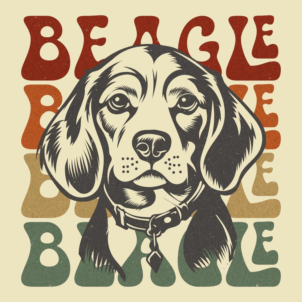 beagle hund retro årgång tshirt design vektor