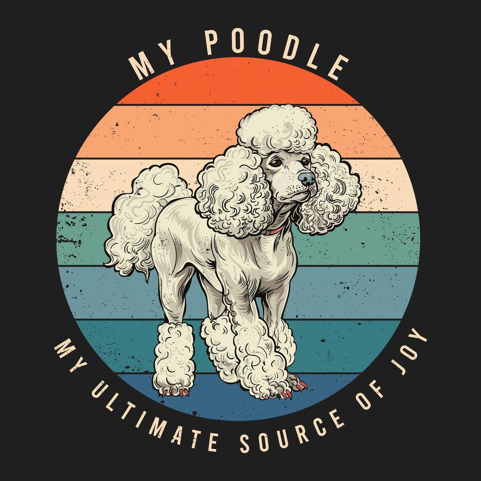 pudel hund retro tshirt design vektor