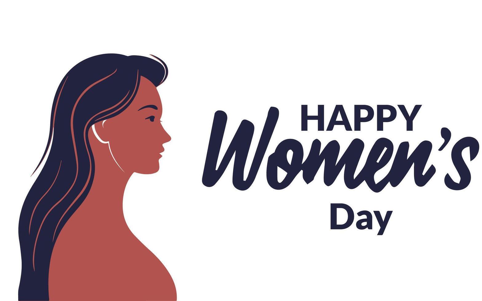 affisch Lycklig kvinnors dag. silhuett ansikte kvinna stock illustration, Lycklig kvinnors dag typografisk design element vektor