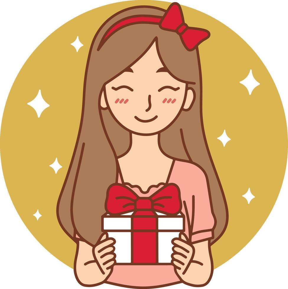 glücklich Mädchen mit Geschenk vektor