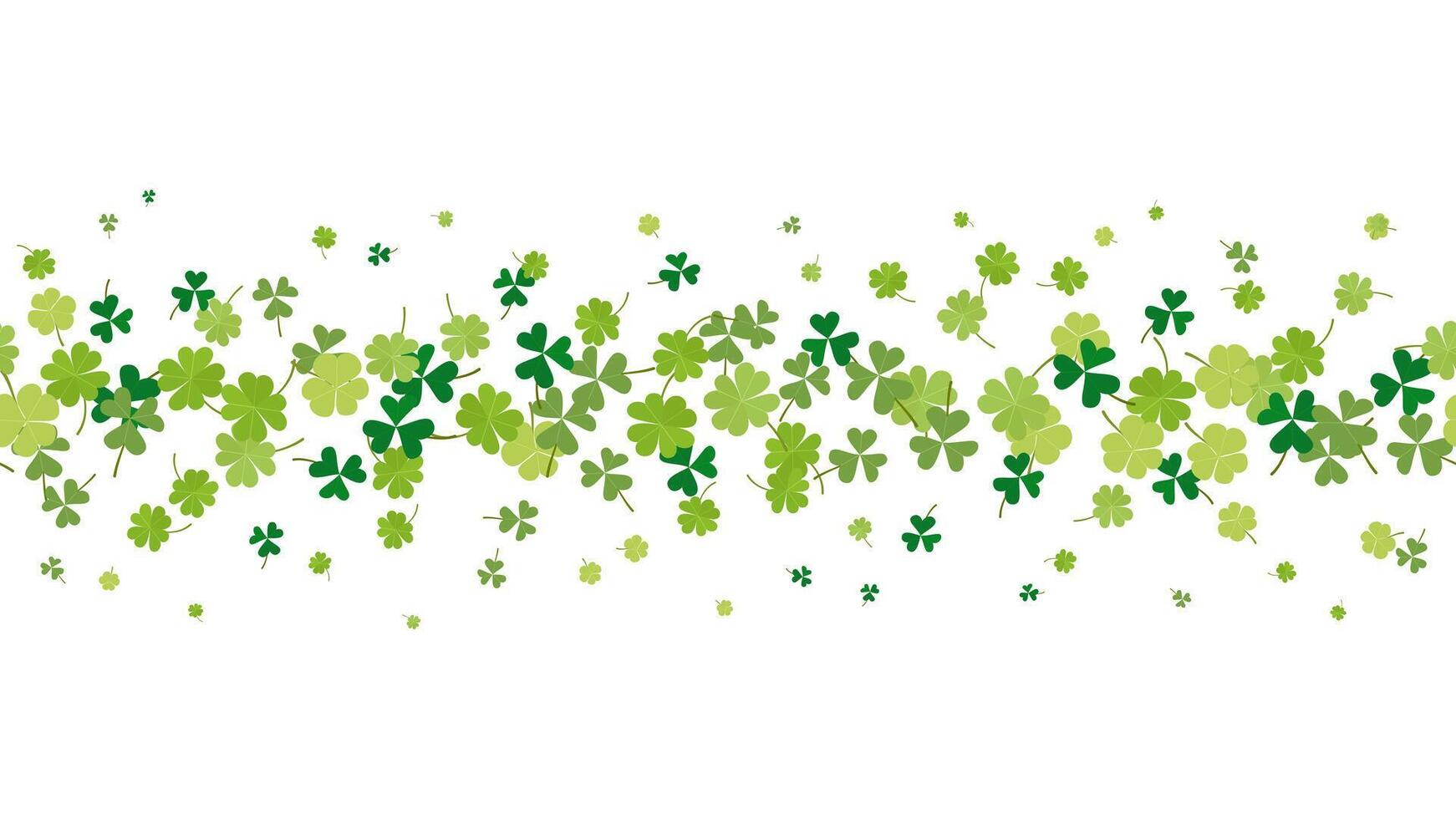 Glücklich Grün Kleeblatt Blätter Vektor Illustration. Frühling Dekoration zum Heilige Patrick s Tag Rand oder Rahmen Design