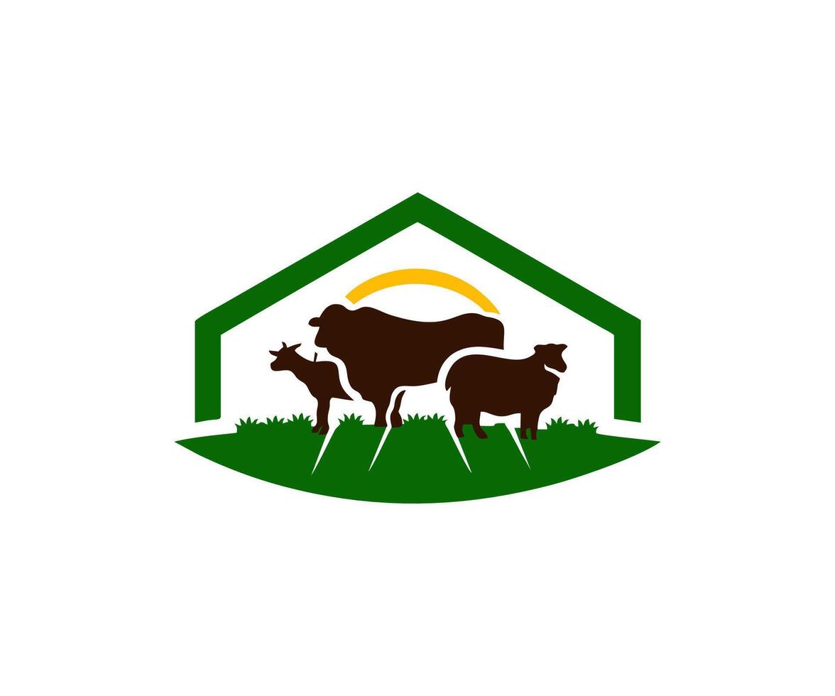nötkreatur djur- bruka boskap logotyp ikon och mall illustration vektor