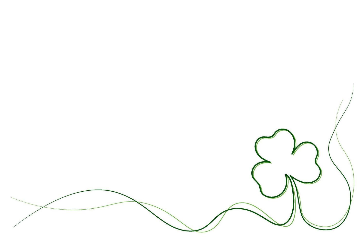 handritning linje med klöver översikt. Lycklig st. Patricks dag baner. grön linje isolerat på transparent bakgrund. vektor illustration.