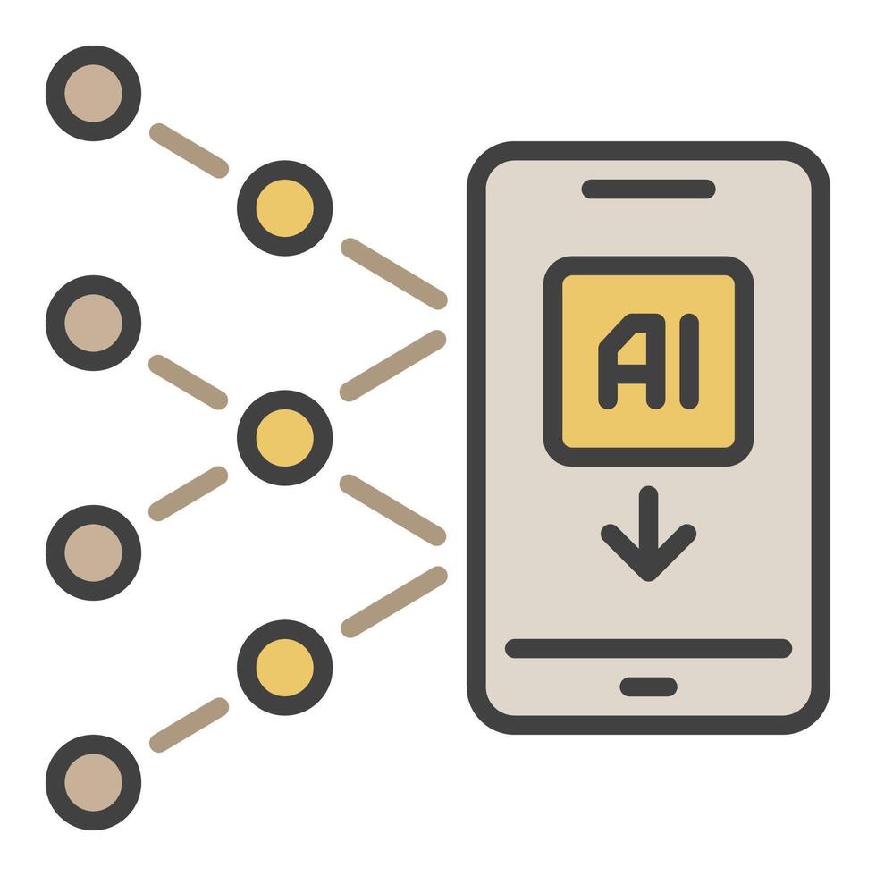 ai künstlich Intelligenz im Smartphone Vektor Handy, Mobiltelefon Technologie farbig Symbol oder Symbol