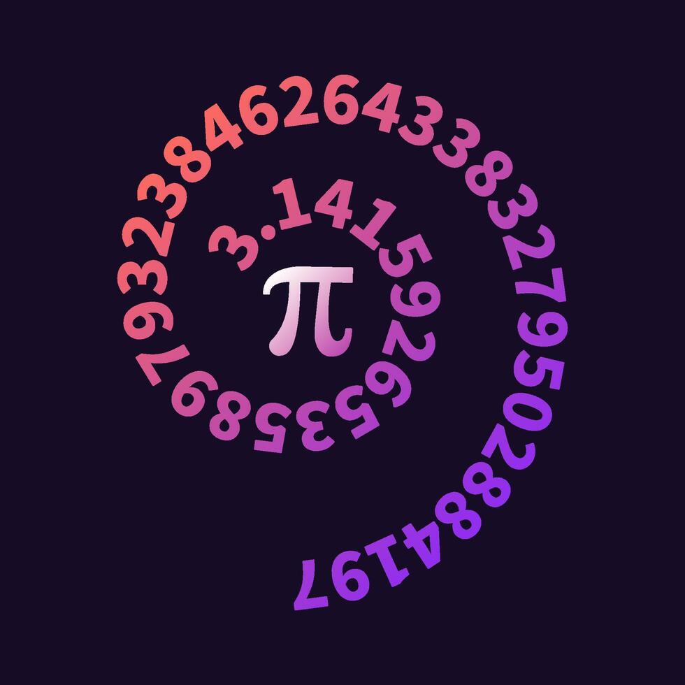 3,14 - - Pi Spiral- Vektor mathematisch Konstante farbig Illustration. Mathematik Nummer Hintergrund