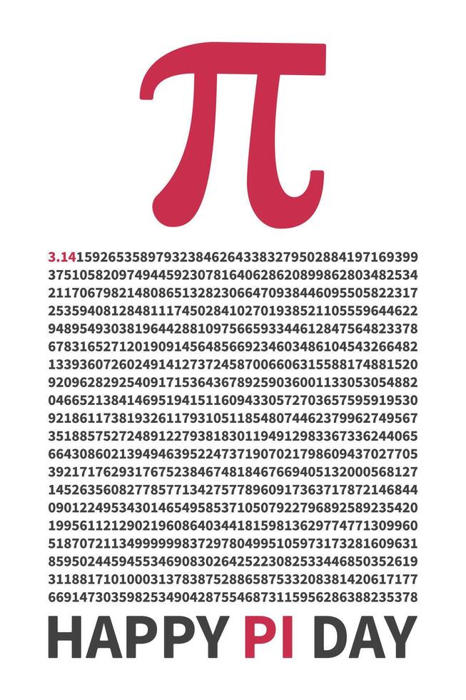 glücklich Pi Tag Vertikale Banner oder Karte. Pi Symbol und irrational Nummer. Mathematik Vektor Illustration