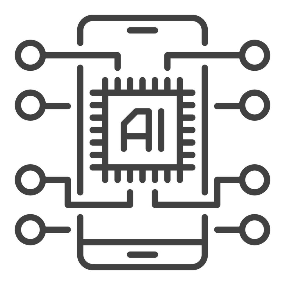 ai Chip im Smartphone Vektor Neu Handy, Mobiltelefon Technologie Gliederung Symbol oder Design Element