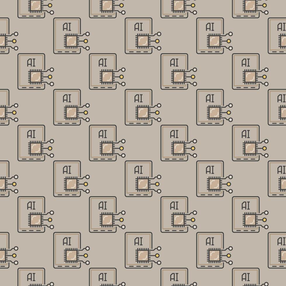 Tablette und künstlich Intelligenz Vektor ai Technologie farbig nahtlos Muster