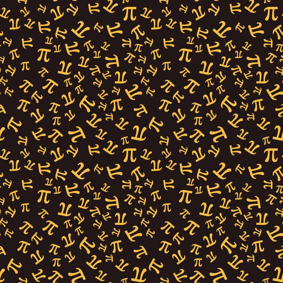 Gelb mathematisch Pi Symbol Vektor nahtlos Muster. Mathematik Hintergrund