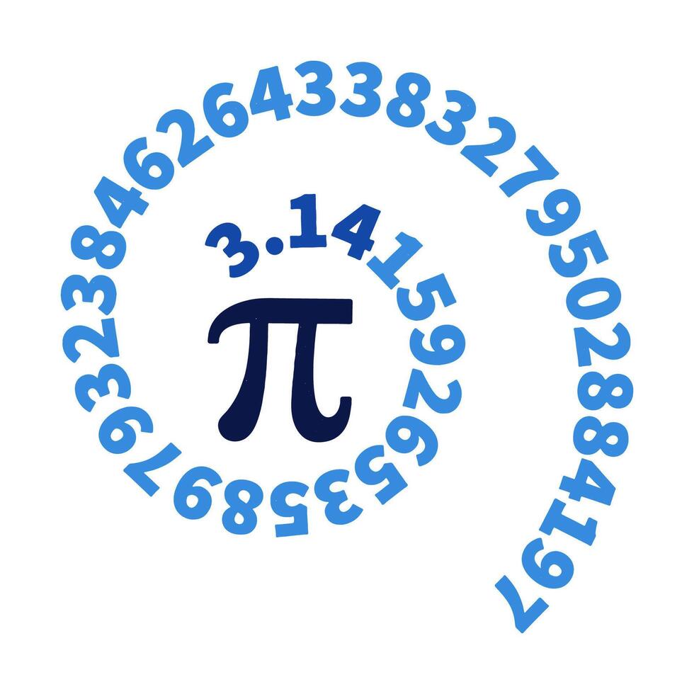 3.14 pi vetenskap spiral med siffror vektor matematik illustration. matematik bakgrund