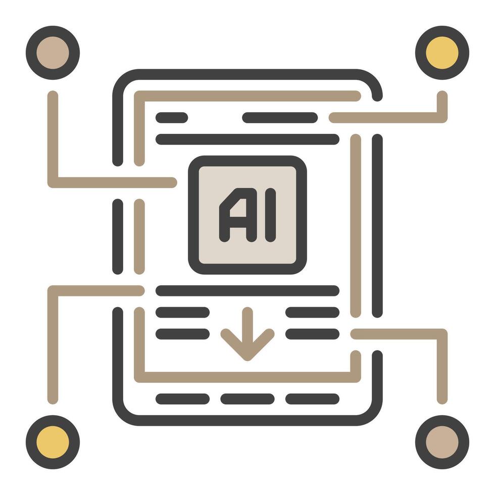 smart telefon och ai vektor artificiell intelligens smartphone färgad ikon eller design element