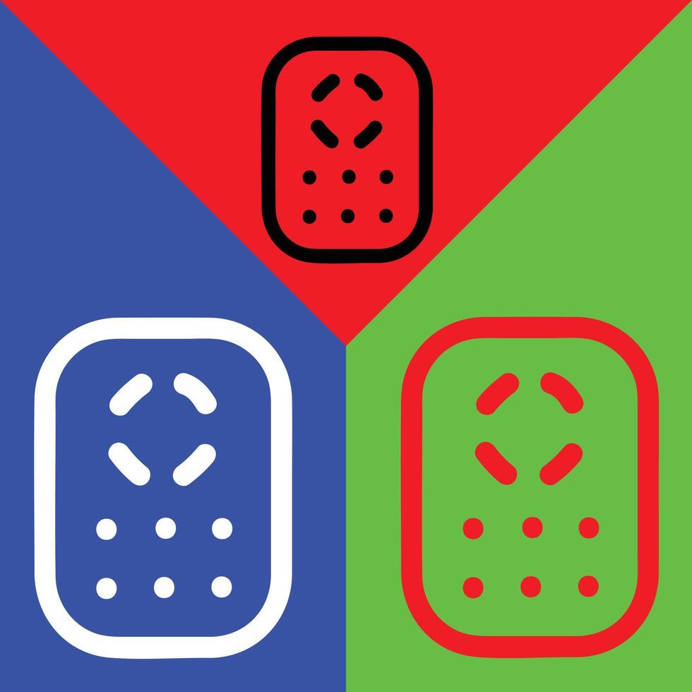 Fernbedienung Steuerung Vektor Symbol, Gliederung Stil, isoliert auf Rot, Grün und Blau Hintergrund.