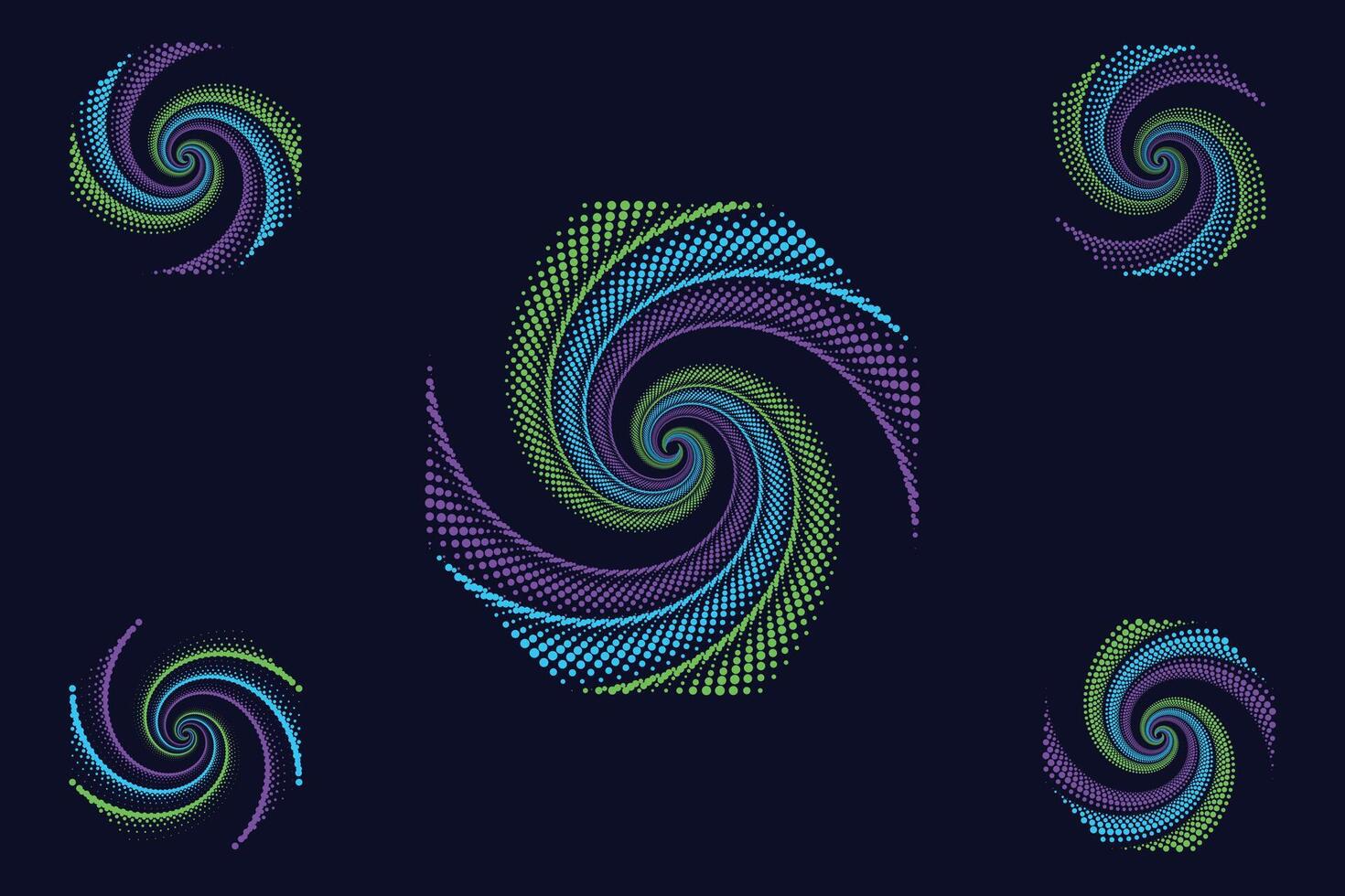 halvton cirkulär spiral logotyp uppsättning. cirkulär prickad isolerat på de vit bakgrund. vektor