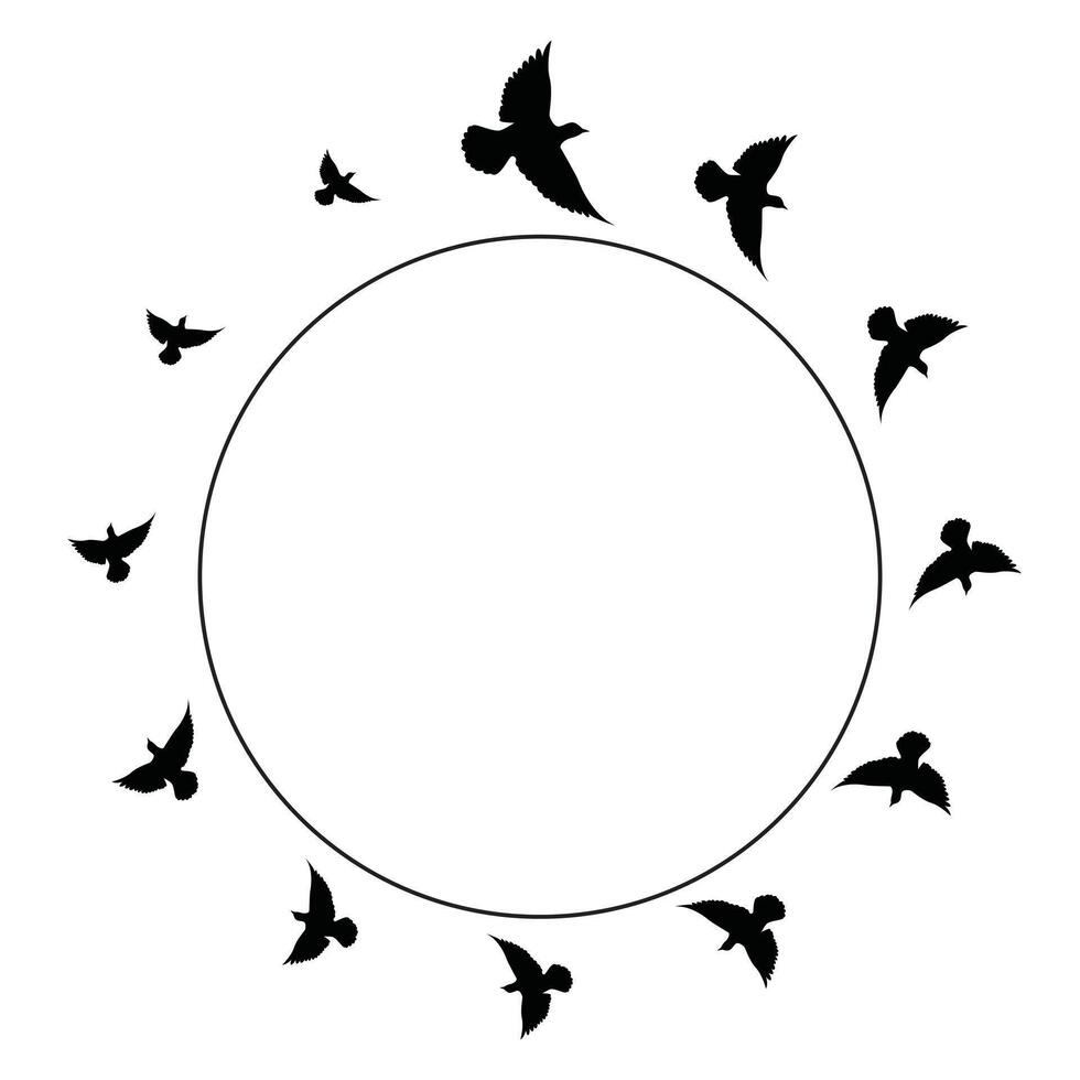 fliegende Vögel Silhouetten Muster Tapete. Vektorillustration. isoliertes Vogelfliegen. Tattoo Design. Vorlage für Karte, Paket und Hintergrundbild. vektor