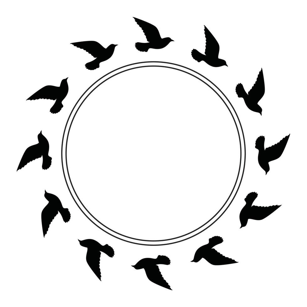 fliegende Vögel Silhouetten Muster Tapete. Vektorillustration. isoliertes Vogelfliegen. Tattoo Design. Vorlage für Karte, Paket und Hintergrundbild. vektor