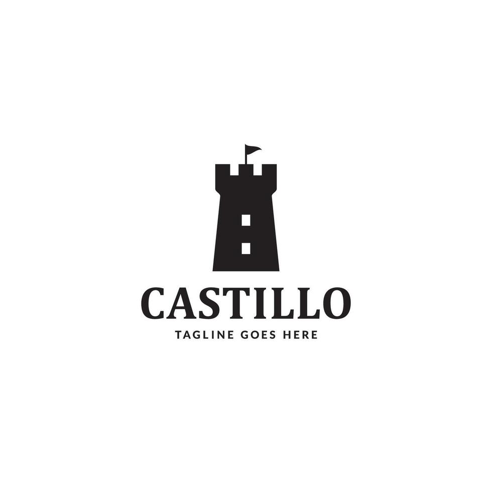 slott eller castillo logotyp eller ikon design vektor