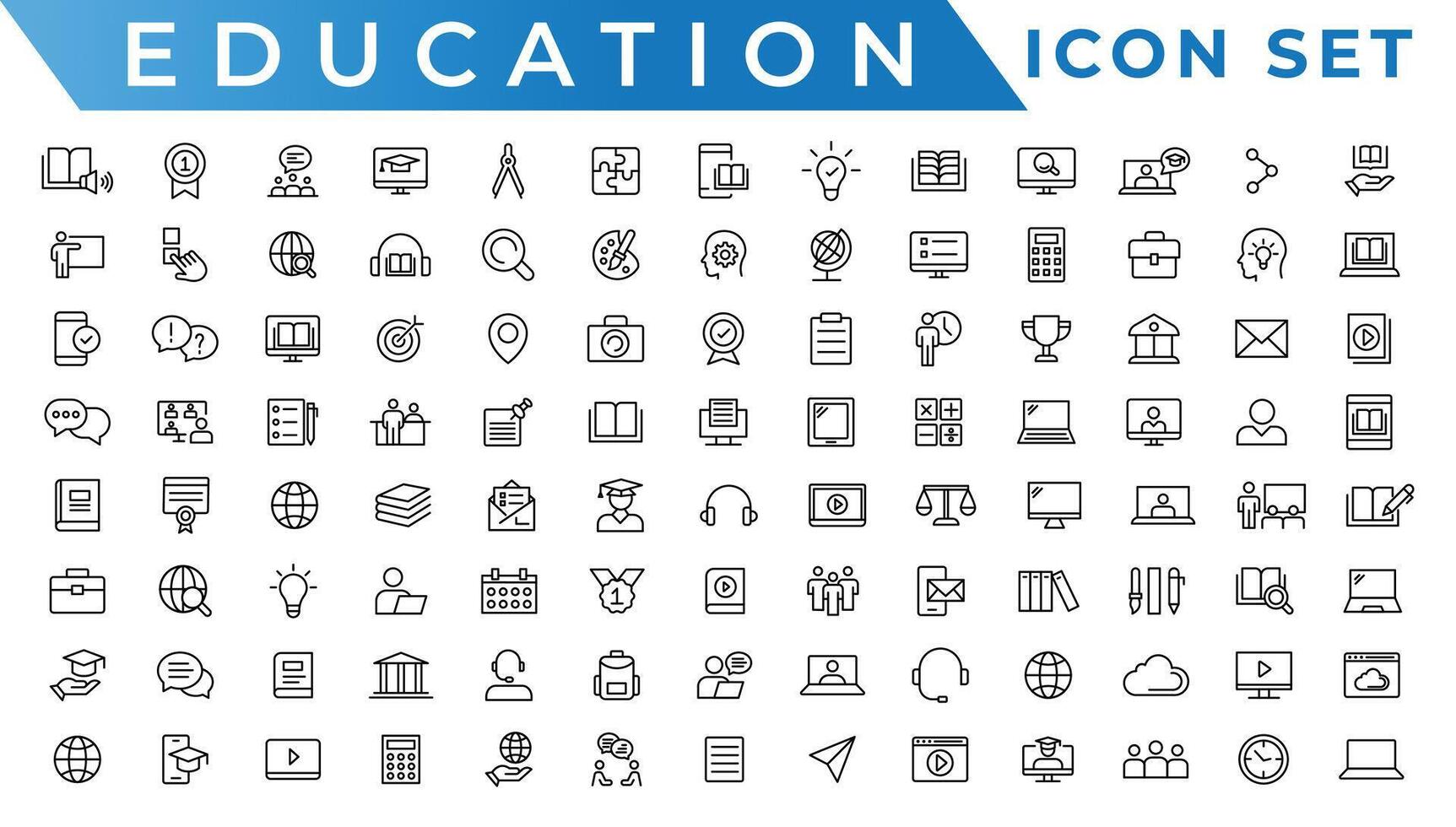 utbildning och inlärning webb ikoner i linje stil. skola, universitet, lärobok, inlärning. vektor illustration