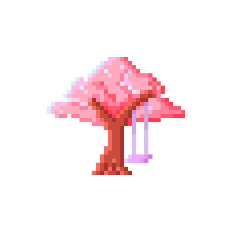 illustration vektor grafisk av sakura träd i pixel konst stil