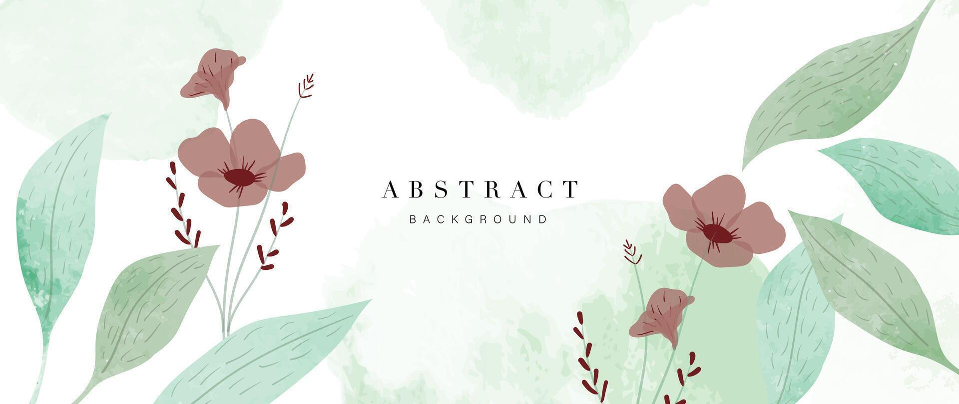 abstrakte frühlingsblumenkunsthintergrund-vektorillustration. aquarell handgemalte botanische blume, blätter und naturhintergrund. Design für Tapeten, Poster, Banner, Karten, Druck, Web und Verpackung. vektor