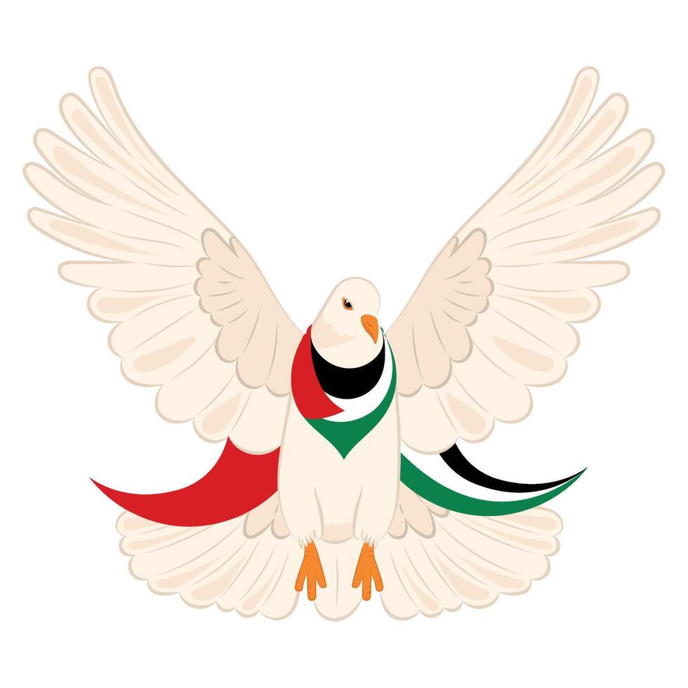 fågel av fred med flagga av palestina vektor