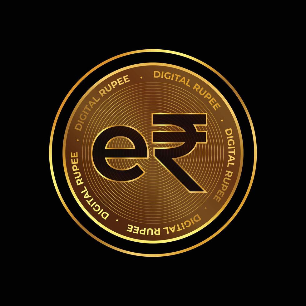digital valuta av e rupi symbol på gyllene mynt design vektor