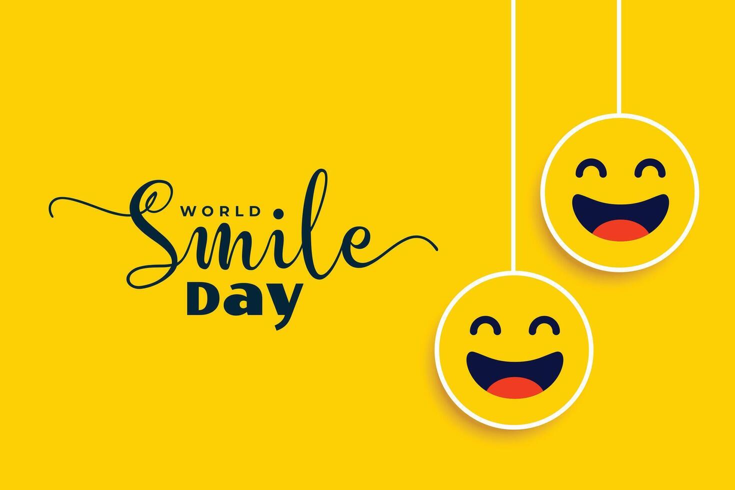 värld leende dag firande kort med skratt och glad hängande ansikte vektor