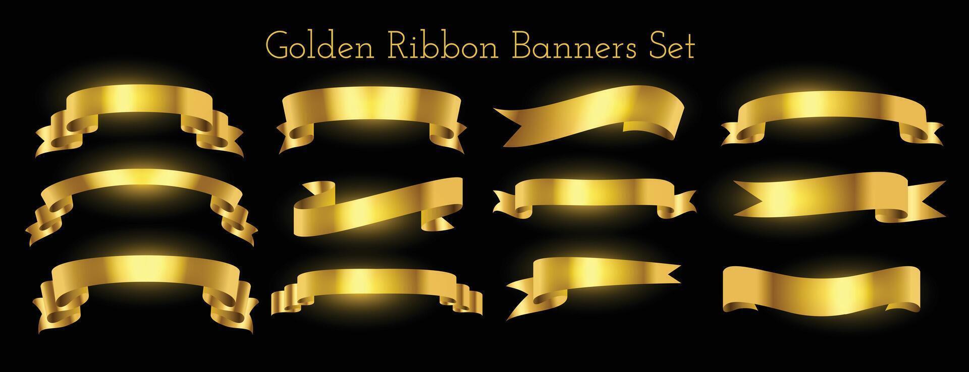 Sammlung von golden Band Band Element Banner Design vektor