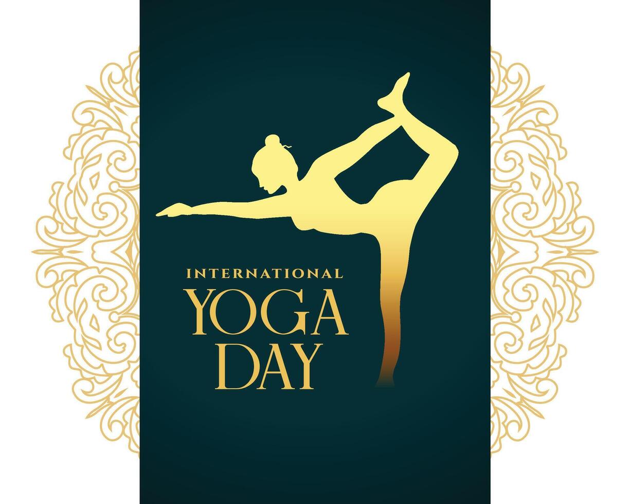 modern Stil International Yoga Tag Hintergrund zum Wellness und Fitness vektor