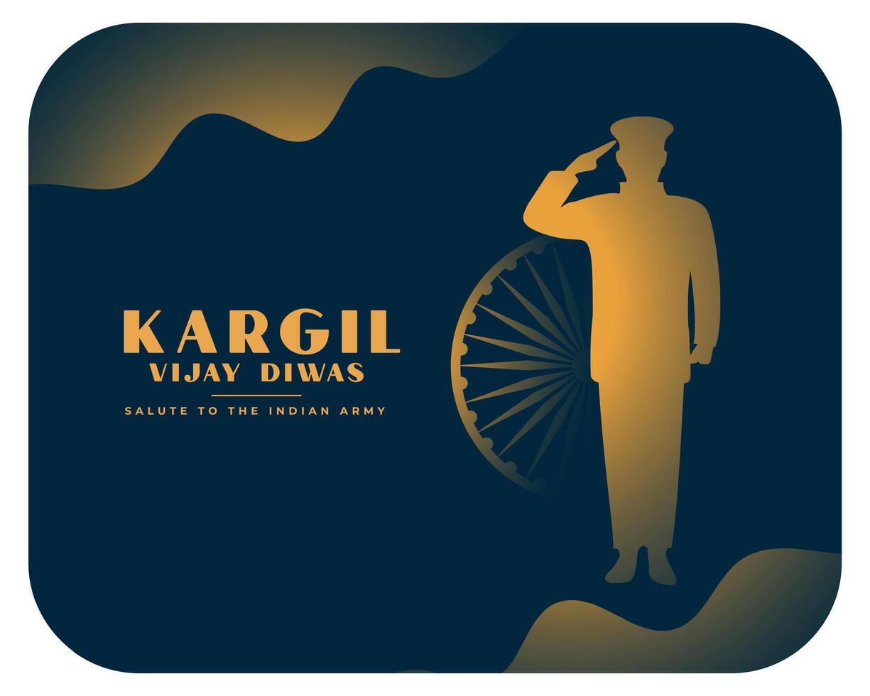 kargil vijay diwas Veranstaltung Poster mit Ashoka Chakra und salutieren Soldat vektor