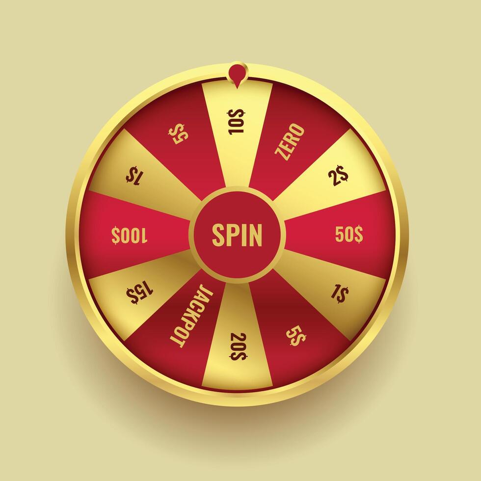 gyllene kasino hjul bakgrund snurra för tur och vinna lotteri vektor