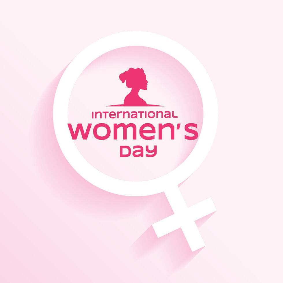internationell kvinnors dag rosa bakgrund med kön tecken vektor
